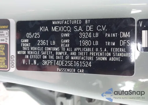 2025 Kia K4 Lxs from USA, damaged, VIN 3KPFT4DE2SE161524